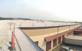 Aerial view of Commercial Roofing Project in Fife.