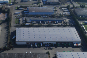 Aerial view of Commercial Roofing Project in Fife.