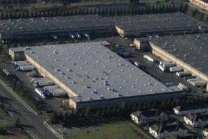 Aerial view of Commercial Roofing Project in Fife.