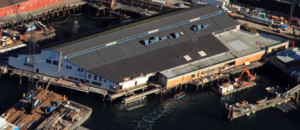 Aerial view of Commercial Roofing system for Ivar’s at Pier 54 in Seattle, WA