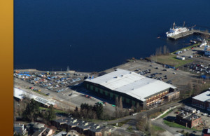 Aerial view of Commercial Roofing Project in Sand Point, WA.